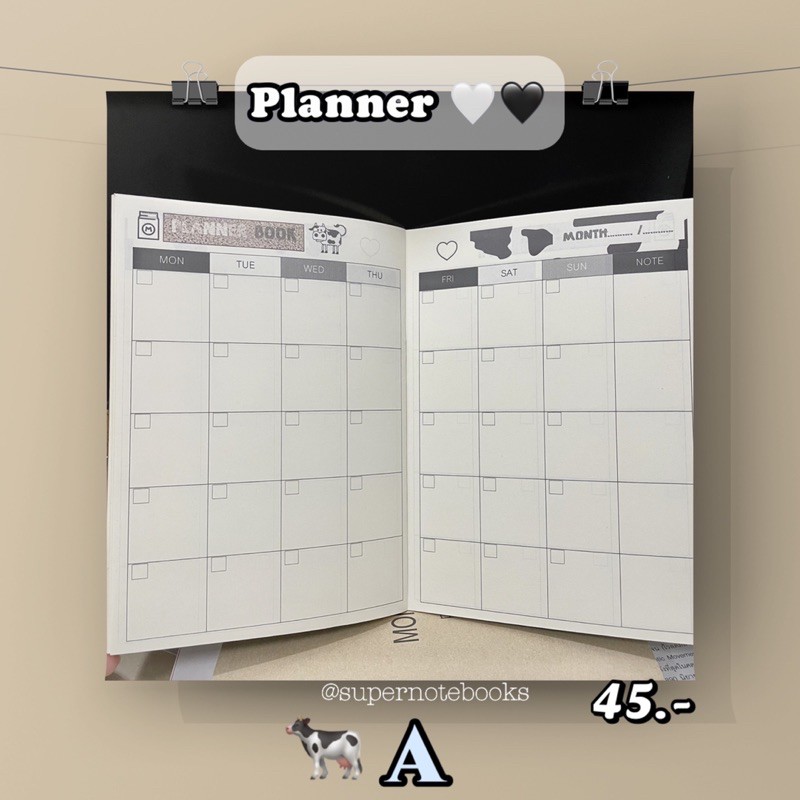 สมุดแพลน Monthly planner cow🐄🖤🤍 แพลนเนอร์ 2025 2026