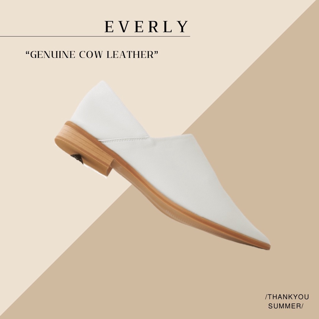 รองเท้าหนังรุ่น EVERLY/ Linen Cream รองเท้าโลฟเฟอร์หัวแหลมทรงสวย สำหรับสาวเก๋ แบรนด์ THANK YOU SUMMER