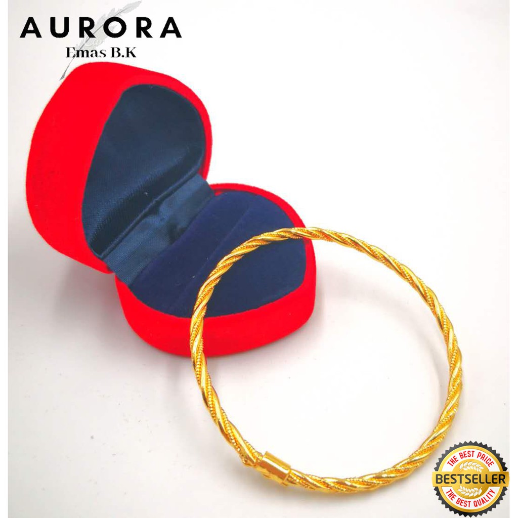 COP 916 Gelang Tangan กําไลข้อมือ Bubut (Lebar 0.3 ซม.) Emas Korea Gold999.9 ชุบ Bracalets EKGTQc BG