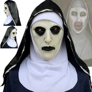 Dl The Horror Scary Nun หน้ากากยาง พร้อมผ้าพันคอ สําหรับแต่งคอสเพลย์ฮาโลวีน TY