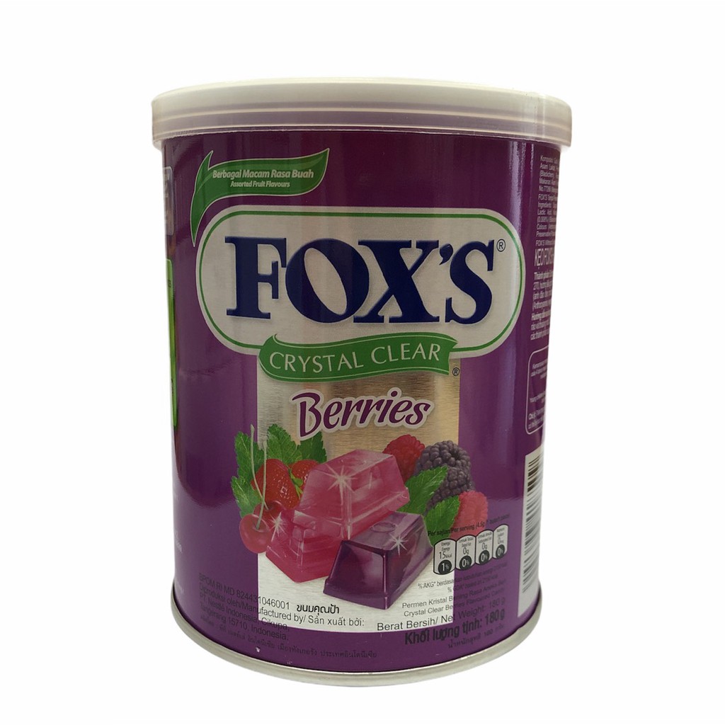 {ส่งฟรี}  {ร้านไทย} ฟอกซ์ ลูกอมคริสตัลเคลียร์ รสเบอร์รี ขนาด 180 กรัม Fox's Crystal Clear Flavored Candy Berries 180g. สินค้านำเข้า tAHe  เก็บเงินปลายทาง
