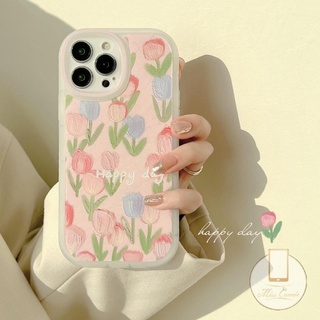 เคสโทรศัพท์มือถือ TPU แบบนิ่ม ลายดอกทิวลิป 3D กันกระแทก สําหรับ iPhone 11 12 7Plus 8Plus 13 6 6s 7 8 Plus XR X XS Max 13 12 11 14 Pro Max