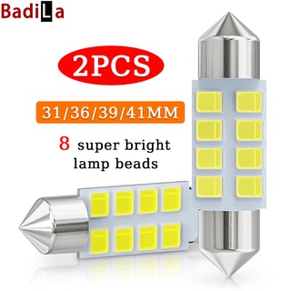 [2 ชิ้น] หลอดไฟ LED 8SMD 31 มม. 36 มม. 39 มม. 41 มม. 12V สําหรับติดหลังคารถยนต์