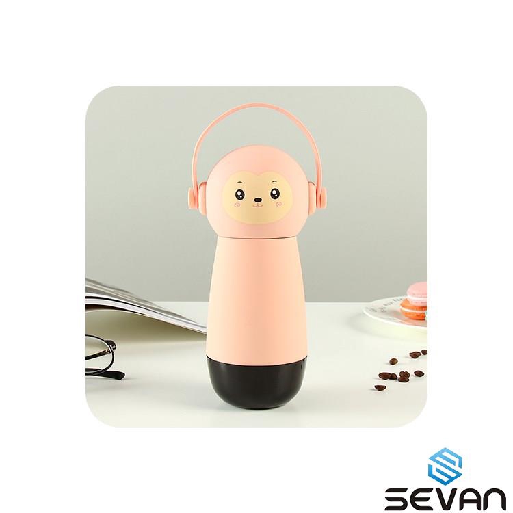 260ML Adorable Cartoon Monkey Vacuum Cup Tea Water Cup Bottle - Pink