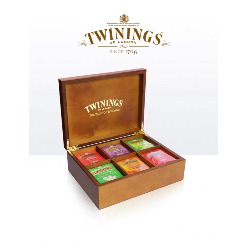 Twinings Box Set 6 ช่อง พร้อมชา 90 teabags กล่องไม้ Twinings
