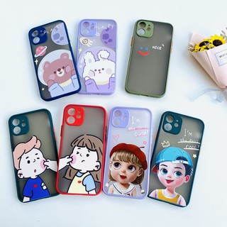 เคสขอบสีลายการ์ตูน เคสสวยๆสำหรับ iP12ProMax,ip11/ 7Plus / 8Plus//6G/6S/8G/7G/6Plus/xr