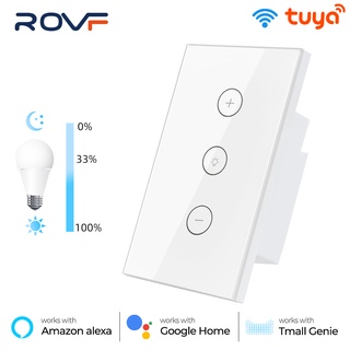 ROVF Tuya สวิทช์ไฟอัจฉริยะแบบสัมผัสควมคุมด้วยรีโมทด้วย Amazon Alexa Google Home 110V-220V