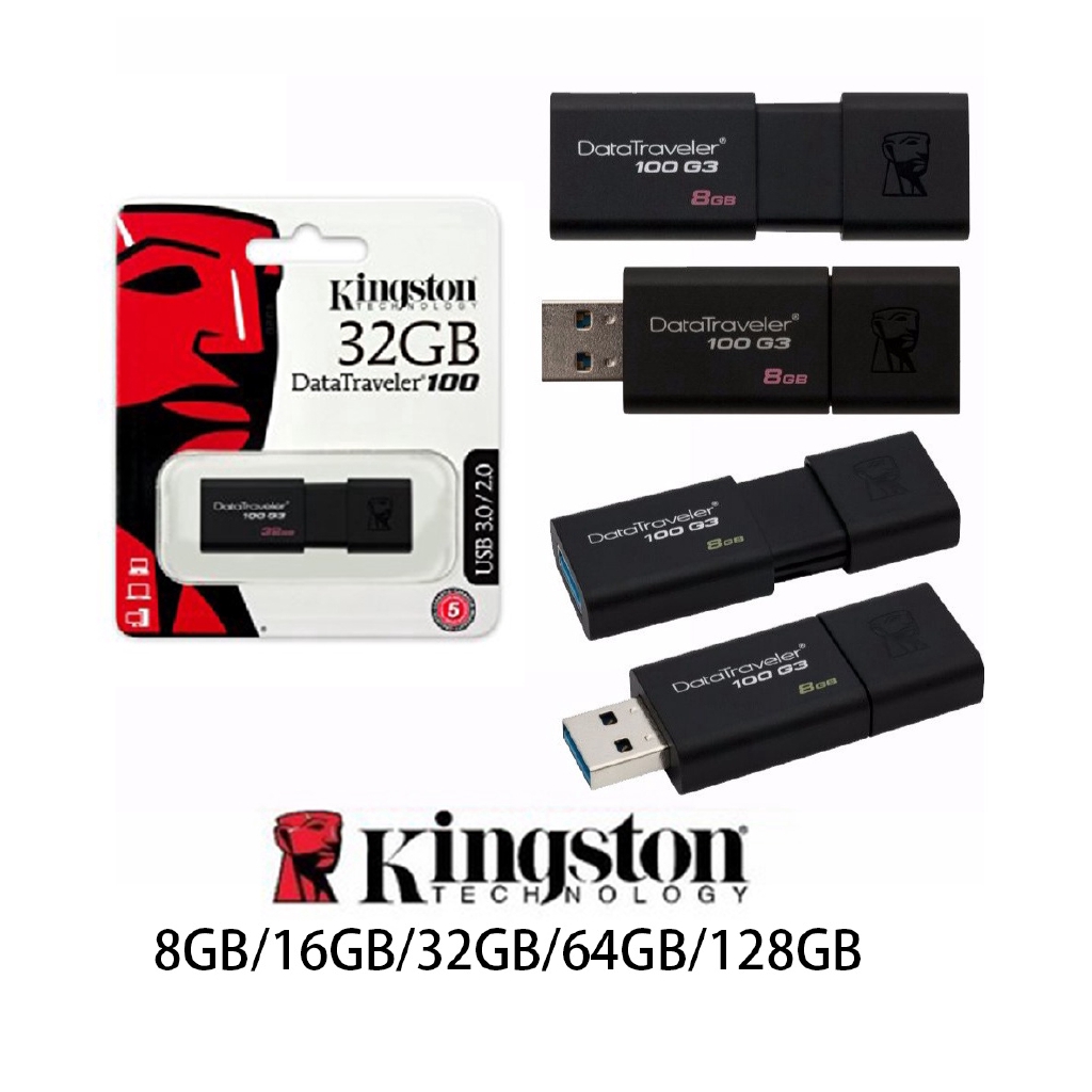 Kingston DT100G3 8GB 16GB 32GB 64GB Data Traveler 100 G3 USB 3.0 Flash Pen Drive
