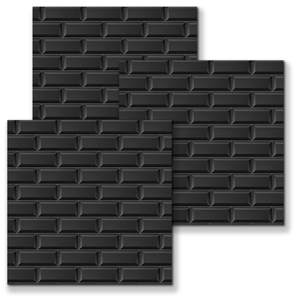 10 pcs/set Mosaic Style Black Brick Pattern Wall Tile Sticker Crystal