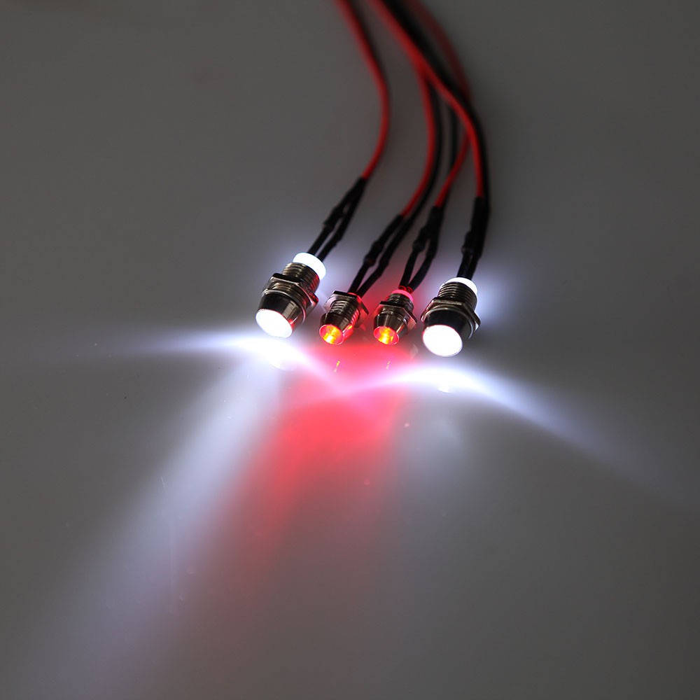 RC รุ่นรถไฟ LED ชุดไฟหน้ารถ Drift/Off-Road 2/4 ดวง ขาว/แดง พร้อมการ์ดสั้น ปรับเปลี่ยนได้ 2 ชุด/แพ็ค hsp trax