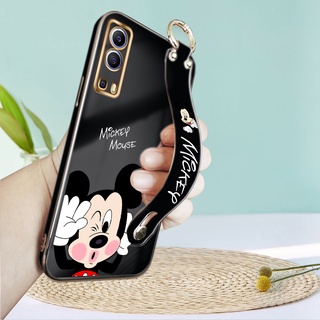 เคสโทรศัพท์มือถือ TPU นิ่ม ลายการ์ตูนมิกกี้เมาส์ พร้อมสายรัดข้อมือ หรูหรา สําหรับ Vivo Y72 5G Y52 5G Y76s Y75 5G Y55 5G T1 Indonesia 5G