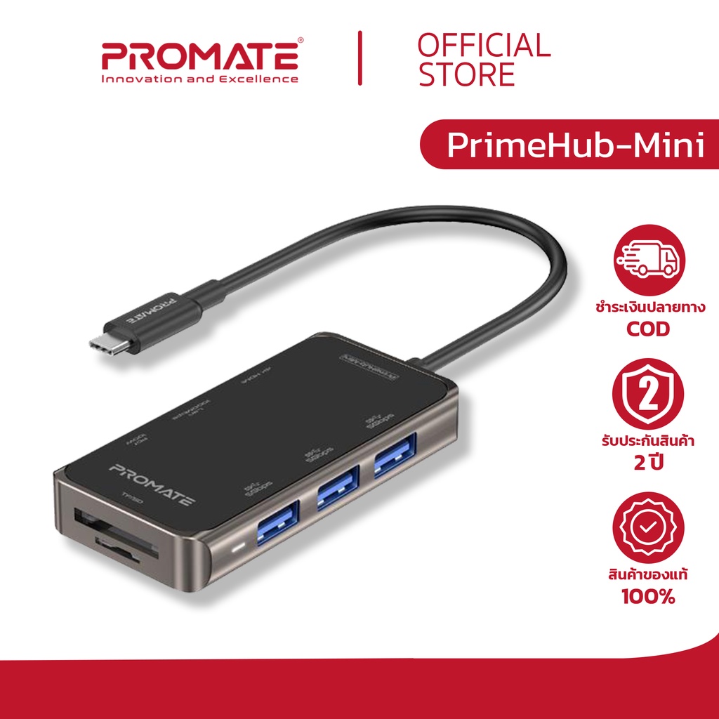 Promate USB-C HUB (รุ่น PrimeHub-Mini) 8-in-1 USB-C Hub with 100W Power Delivery - 4K HDMI #4