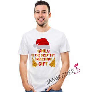 เสื้อยืดผ้าฝ้าย เสื้อยืดคริสต์มาสJambutree Funny Merry Christmas Party Celebration Family Is The Greatest Gift Unisex Gr