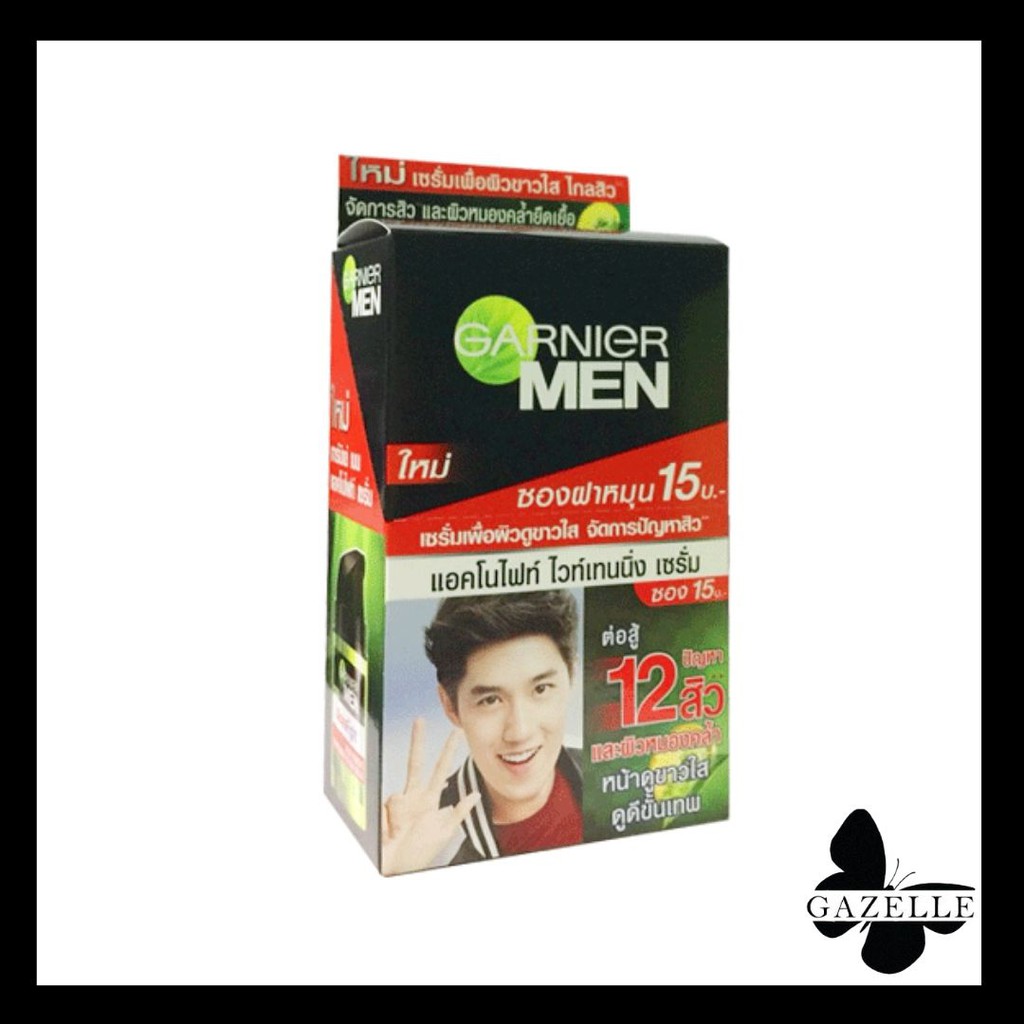 GERARNI MEN ACNOFIGHT ACNE FIGHTING การ์นิเย่ เมน แอคโนไฟท์ แอคเน่ ไฟท์ติ้ง ไวท์เทนนิ่ง เซรั่ม 20 มล. [1กล่อง6ซอง] ฝาหมุ