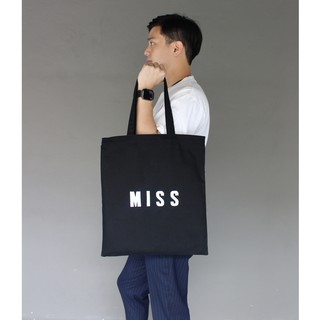 กระเป๋าผ้ายีนส์ตัวอักษร MISS ทรง Tote Bag