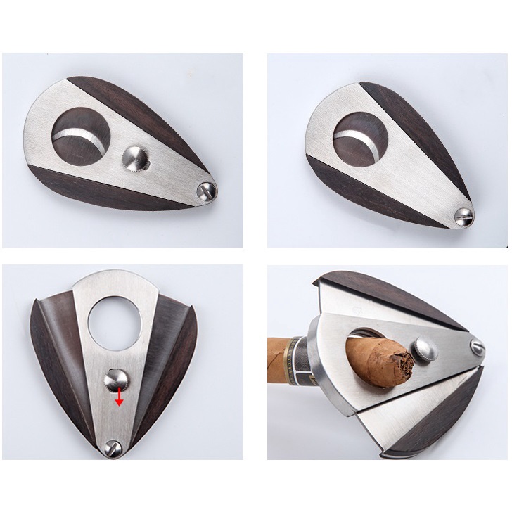 DF3220 ที่ตัดซิการ์ คัตเตอร์สองตัดใบมีดสแตนเลสสตีล Gadget Zigarre Knife Smoking Accessories