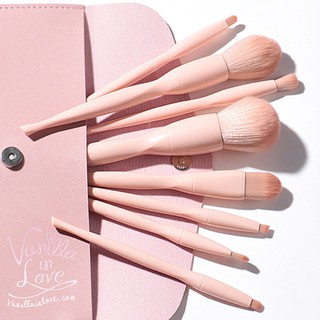 NL11 ชุดแปรงแต่งหน้า Vanilla in Love สีชมพู Pastel 8 ชิ้นพร้อมกระเป๋า