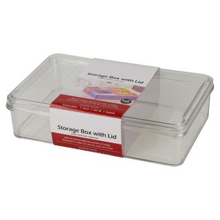 กล่องจัดเก็บในตู้เย็นมีฝา ทรงแบน ตะกร้าใส่ของในครัว FRIDGE STORAGE BOX LID FLAT CLEAR