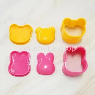 ชุดแม่พิมพ์ทําซูชิ ข้าวปั้น รูปการ์ตูนหมี กระต่ายน่ารัก DIY สําหรับเด็ก 3 ชิ้น ต่อชุด