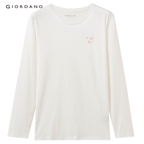 GIORDANO WOMEN Embroideried animal long-sleeve tee 13329810