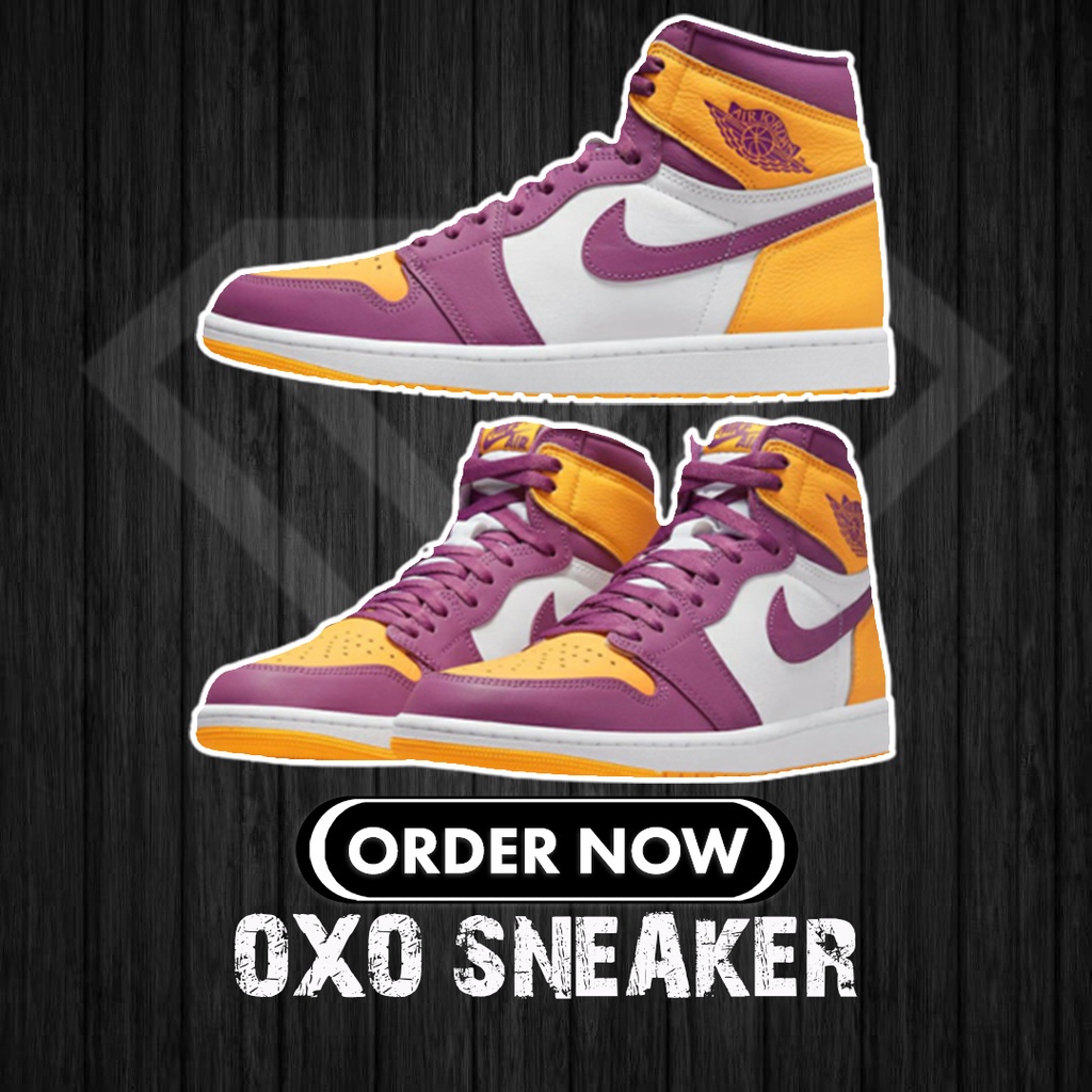 AIR JORDAN 1 RETRO HIGH OG UNIVERSITY GOLD AND LIGHT BORDEAUX AJ1 白紫黄 (คุณภาพของแท้ 100%) 555088-706