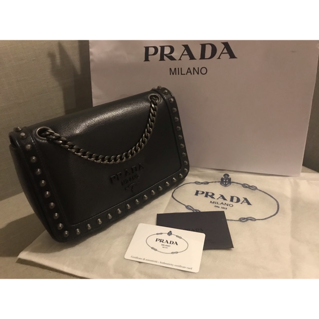 PRADA Pattina Glace Calf Leather in Nero (Black)