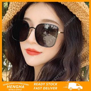 【HENGHA】【พร้อมสต็อก】แว่นกันแดดผู้หญิงแฟชั่นเกาหลีทรงสี่เหลี่ยมแมวตา