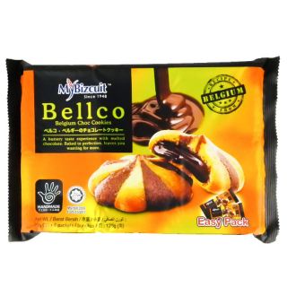 ขนมสอดใส้ชอคโกแลต My biscuit Bellco Belguim choc cookies ขนาด 120g