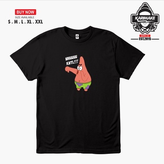 เสื้อยืดผ้าฝ้ายพิมพ์ลายแฟชั่น เสื้อยืด พิมพ์ลาย Whuu KNTL PATRICK SPONGEBOB Distro