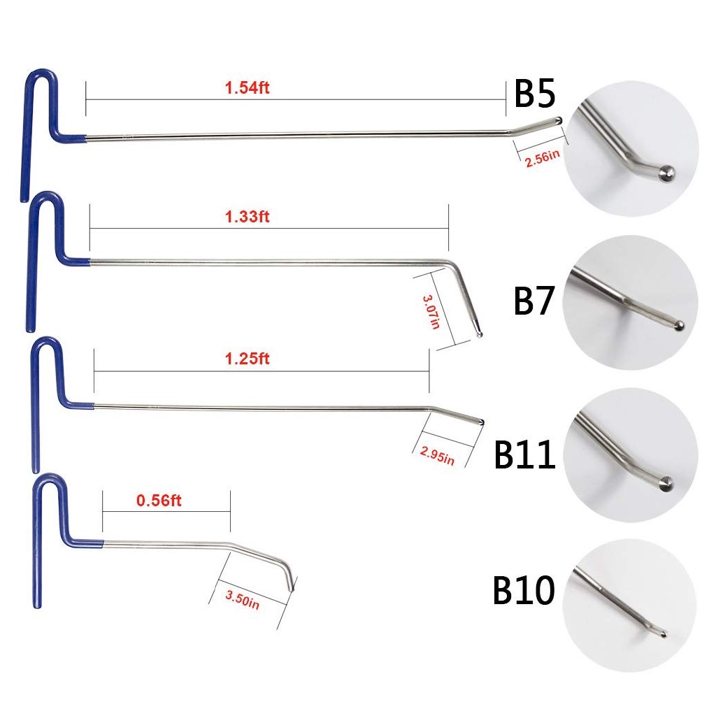 G1【COD】9Pcs Dent Removal Rods Tools Dent Repair Kit for Car Dents Hail ...