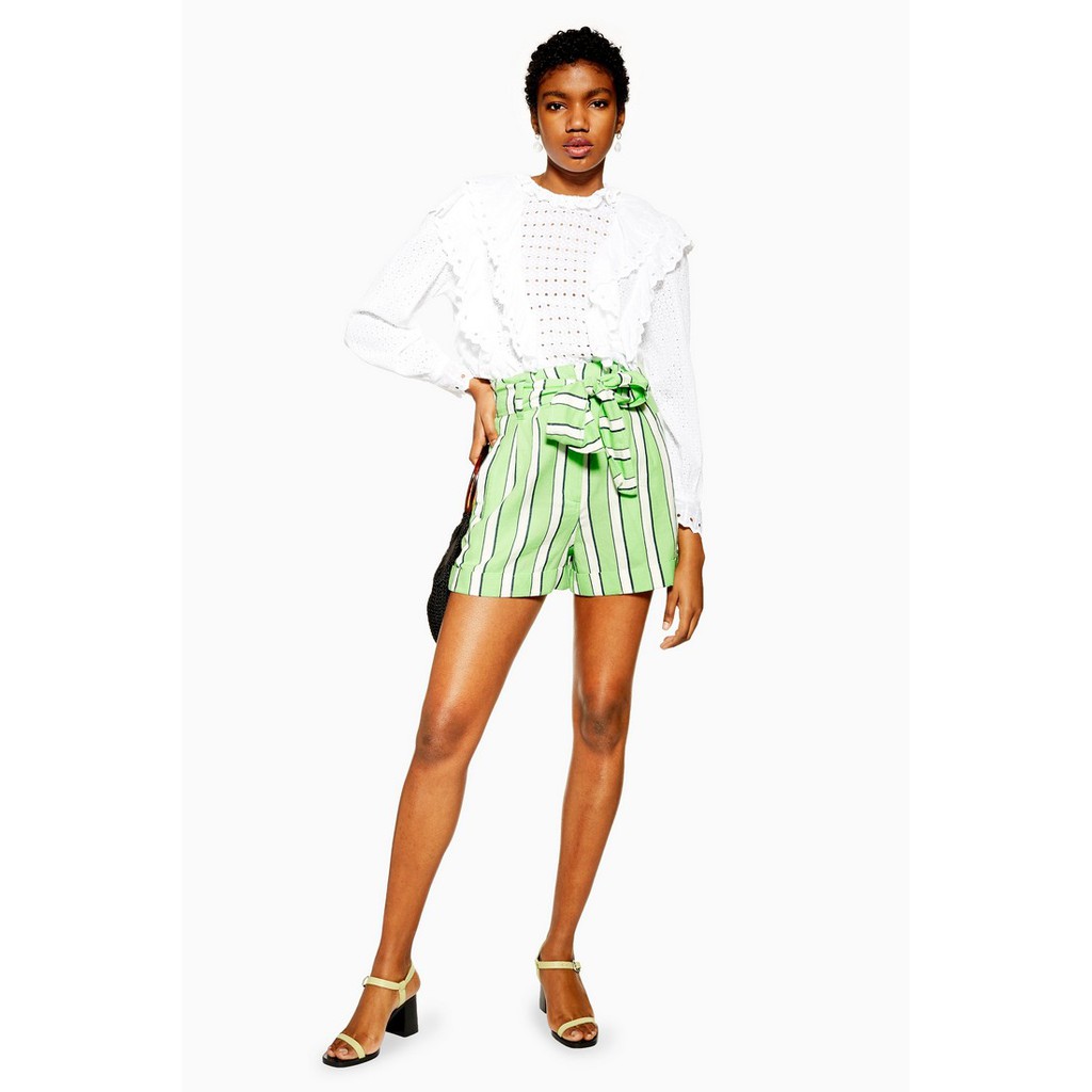 TOPSHOP กางเกงขาสั้น Green Stripe รุ่น 14K07QGRN สีเขียว