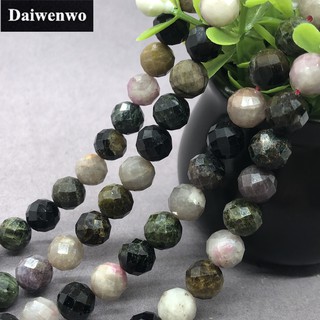 Colorful Tourmaline Beads ทัวร์มาลีนที่มีสีสันลูกปัด 6-10 มม. เหลี่ยมเพชรพลอยหินธรรมชาติตัดเรขาคณิต DIY