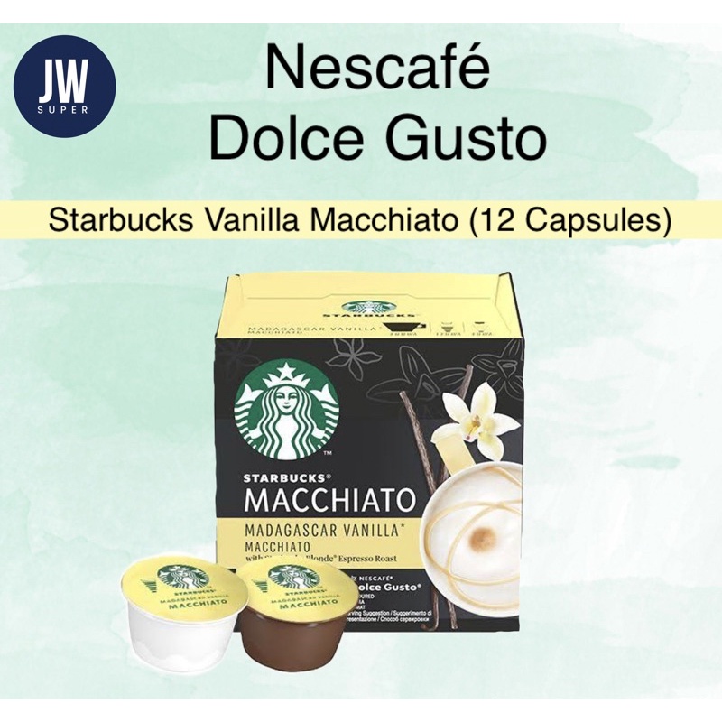 Coffee 283 บาท STARBUCKS BY NESCAFE DOLCE GUSTO VANILLA MACCHIATO 12 แคปซูล/ 1 กล่อง BBE : 29/02/2024 Food & Beverages