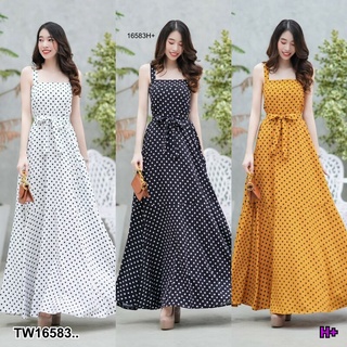 Maxi Dress แขนกุด เอวสม็อคหลัง มีสายผูก MM16583 Maxi Dress, sleeveless, smocked waist, back with tie..