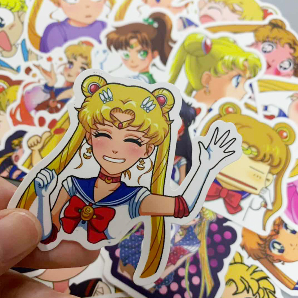 💥พร้อมส่ง💥Sailor Moon เซเลอร์มูน 50 แผ่น พีวีซี กันน้ำ สติ๊กเกอร์ Sticker Japan anime