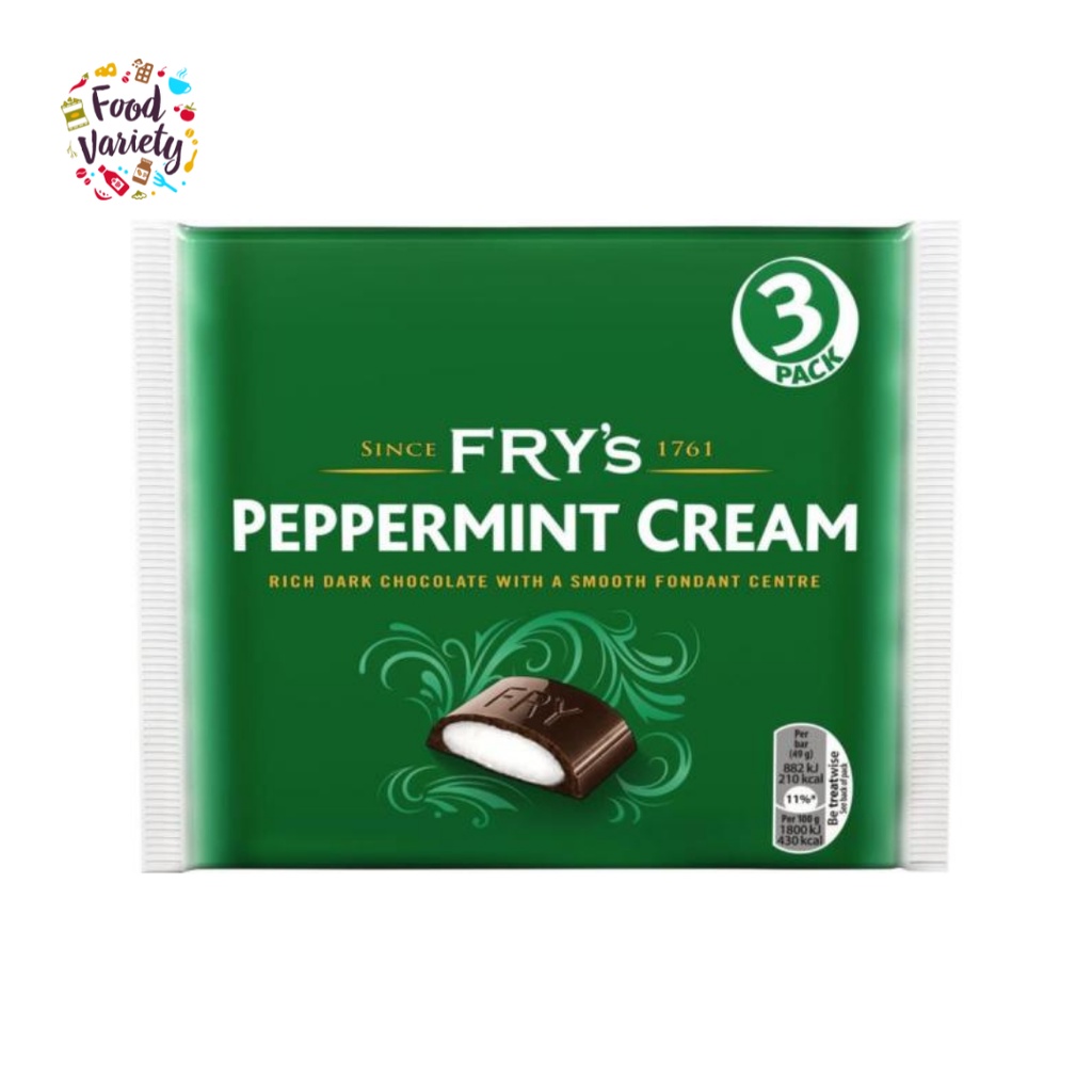 Fry's Dark Chocolate Peppermint Cream 3 Pack 147g Fry's ดาร์กช็อกโกแลต ครีมเปปเปอร์มิ้นต์ 3 แพ็ค 147g