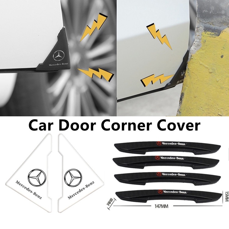 2PCS รถมุมประตูกันชน Protector Anti-Scratch สติกเกอร์สําหรับ Mercedes Benz AMG W210 W203 W204