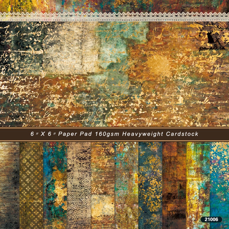6 "X6" Vintage Patterned Paper Pad Scrapbooking Paper Pack Handmade Craft Paper Craft พื้นหลัง Pad C