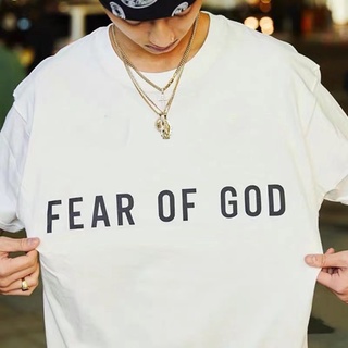 FEAR OF GOD สีสันสะท้อนแสง ESSENTIALS แขนสั้นเสื้อยืดคู่ผ้าฝ้ายหลวมฤดูร้อนหมอก high street ครึ่งแขนเสื้อ bottoming