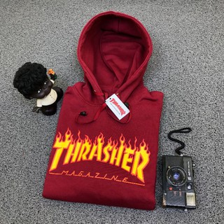 Thrasher FLAME MAROON เสื้อฮู้ดพรีเมี่ยม