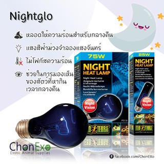 (พร้อมส่ง)Exoterra หลอดไฟเลี้ยงสัตว์ Night Glo ( 25w , 40w , 75w ) (หลอดไฟให้ความร้อนสำหรับกลางคืน)