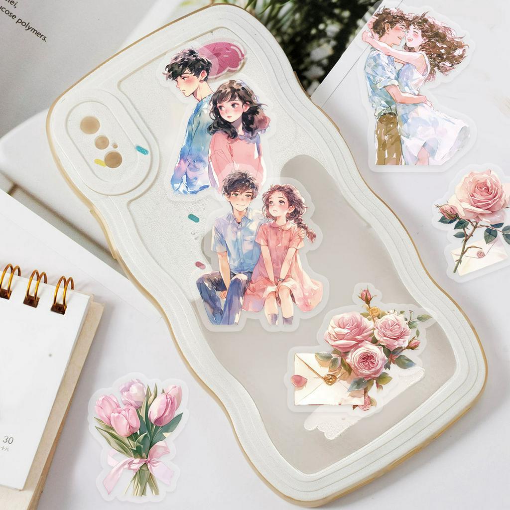 30ชิ้นดอกไม้คู่โรแมนติกที่มีรูปแบบต่างๆสัตว์เลี้ยงกันน้ําภาพตัดปะนักเรียนทําเองเครื่องเขียนสติ๊กเกอร์ตกแต่งเหมาะสําหรับแล็ปท็อป,กระเป๋าเดินทาง,เศษหนังสือ,ของขวัญ,สติกเกอร์ตกแต