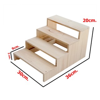 ชั้นไม้วางของ 4 ชั้น 30x36x20 cm. ขั้นบันได ไม้สนแท้  สำหรับวางของโชว์ ของขาย พระเครื่อง กระบองเพชร