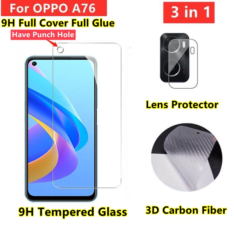 ฟิล์มกระจก OPPO A76 ฟิล์มกระจกนิรภัย OPPO A74 ฟิล์มหลังเคฟล่า ป้องกันหน้าจอ OPPO A15 A15S A16 A95 แล