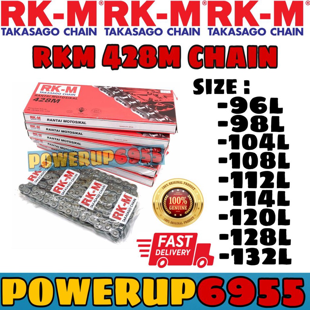 RKM Rantai มอเตอร์โซ่ 428M 96L 108L 114L120L 128L 132L EX5 DREAM LC135 Y15 ZR FZ150 WAVE SRL RXZ RK-
