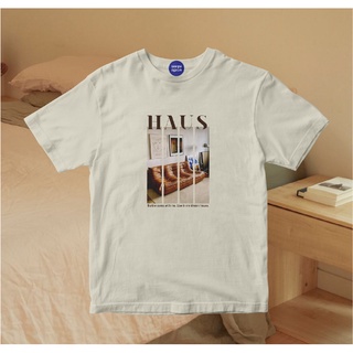 🌟​พร้อมส่ง​🌟 Haus Shirt สีผ้าดิบ เสื้อยืดเนื้อผ้า Cotton100% เสื้อยืดผู้หญิงผู้ชาย เสื้อโอเวอร์ไซส์