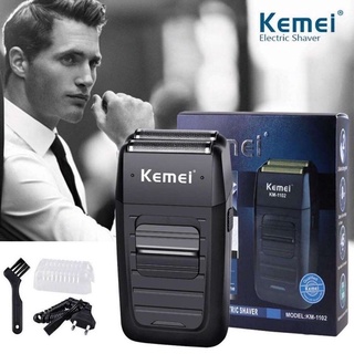 Kemei KM-1102 เครื่องโกนหนวดแบบชาร์จไฟ ระบบตัดใบมีดคู่ ที่โกนหนวดไฟฟ้าแบบชาร์จ 2 ใบมีด