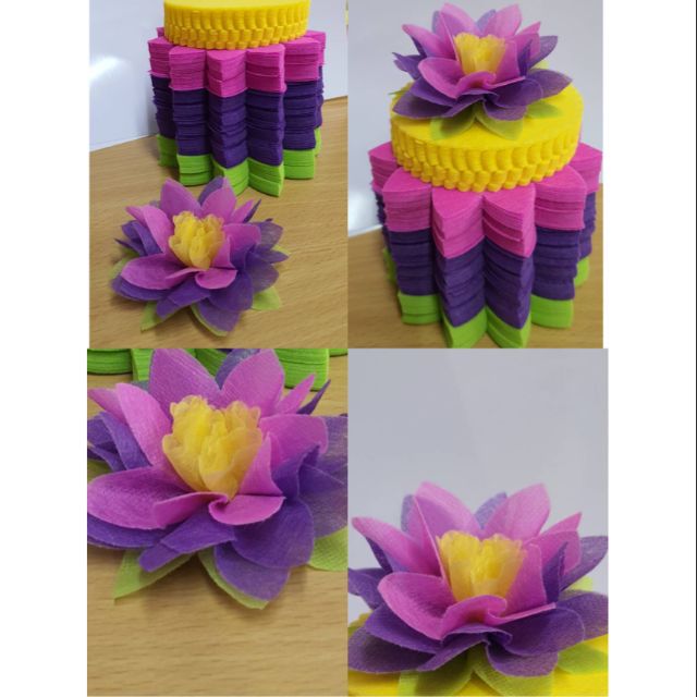 กระดาษห่อเหรียญชุดดอกบัว5ชั้นม่วงบานเย็น*มี500แผ่นยาง1ห่อไปห่อได้100ดอก 1ดอกใช่5แผ่น (สีเขียว-ม่วงเข้ม-บานเย็น-เหลือง)