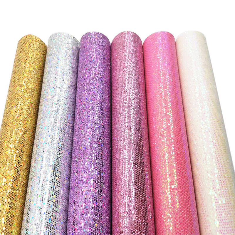 Self กาวเพชร Glitter PU หนังเทียมไวนิล Sparkle ผ้าวัสดุ Craft Bows ตกแต่ง