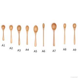 ช้อนไม้ธรรมชาติ ของใช้บนโต๊ะอาหาร สําหรับตักเครื่องปรุงรส ขนมหวาน น้ําผึ้ง